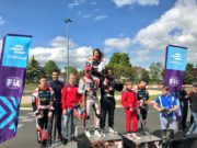 Monger on the podium in Vergne’s electric cart race Billy Monger