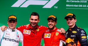 Sebastian Vettel, Max Verstappen, Valtteri Bottas