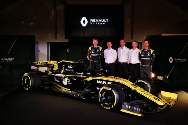 Nico Hulkenberg, Rémi Taffin, Cyril Abiteboul, Nick Chester, Daniel Ricciardo