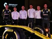 Nico Hulkenberg, Rémi Taffin, Cyril Abiteboul, Marcin Budkowski, Nick Chester, Daniel Ricciardo