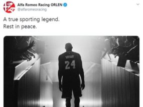 Пилоти и отбори от F1 отдадоха почит на Коби Брайънт